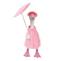 White decorative goose featuring a pink Mexican style outfit and a matching umbrella - Mini Goose with Umbrella Style