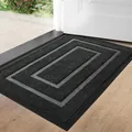 Modern minimalist non-slip entrance doormat with black and grey geometric pattern - Modern Gray