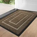 Modern brown entry doormat with rectangular pattern and durable non-slip texture - Modern Beige Brown