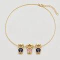 Collana placcata in oro con ciondoli bimbo e bimba con zirconi blu e rosa scintillanti - Set 2 Ragazzi + 1 Ragazza