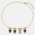 Elegante collana d'oro con quattro ciondoli bambino e bambina con zirconi blu e rosa - Set 3 Ragazzi + 1 Ragazza
