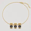 Elegante collana dorata con tre affascinanti ciondoli a forma di ragazzo in zircone blu - Set di 3 Ragazzi