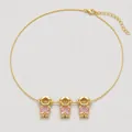 Adorabile collana dorata con tre ciondoli bambina e zirconi rosa a forma di cuore per bimba - Set di 3 Ragazze