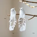 Pair of white foam feather birds with gold glitter accents for Christmas decor. - Style B / 2 Pcs/Set / White
