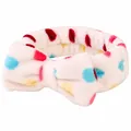 Soft coral fleece spa headband with colorful polka dots and a cute bow design. - Rainbow Polka Dot