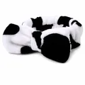 Soft black and white cow print coral fleece headband with bow for skincare and face washing - Cow Pattern