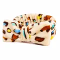 Soft leopard print coral fleece bow headband for face washing and SPA skincare routines - Flower Dot Leopard