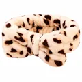 Soft leopard print coral fleece headband with large bow for face washing and beauty SPA. - Brown Leopard