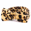 Soft leopard print coral fleece bow headband for women face washing and SPA routines - New Leopard 1