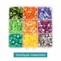 5mm bunte runde Pailletten Set in 9-Fach Aufbewahrungsbox für DIY Bastelarbeiten - Box 65