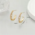 Primo piano di orecchini a C con zirconi, inclusi parametri di peso e dimensioni - Stile Pavé a Forma di Catena (H-11095)