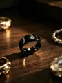 Black titanium steel Freemasonry ring for men with engraved square and compass logo - US Size 7 / Black