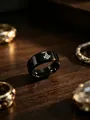 Polished black titanium steel Freemasonry ring featuring the square and compass symbol - US Size 10 / Black