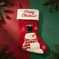 Roter Weihnachtsstrumpf mit Schneemann-Stickerei und Merry Christmas - Roter Schal Schneemann / Rot