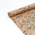 Festive Christmas kraft wrapping paper roll with vintage botanical berry and leaf patterns - Kraft Red Berries / 43*300cm Roll