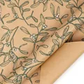 Eco-friendly natural kraft Christmas wrapping paper with green mistletoe pattern roll - Christmas Series - Leaves / 43cmx3m