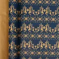 Blue Christmas wrapping paper roll with gold reindeer and snowflake patterns for holiday gifts - Blue Christmas Deer / 43cmx3m