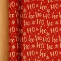 Red Christmas wrapping paper roll with kraft HO HO HO print and snowflakes - Christmas HO / 43*300cm Roll