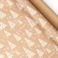 Holiday kraft wrapping paper roll with white Christmas tree patterns for gift packing - Snowflakes and Tree Shadows / 43*300cm Roll