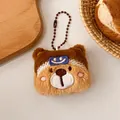 Süßer brauner Plüschbär Schlüsselanhänger mit einem blauen Smiley Hut Design Dekor - Lächeln Hut Bär Plüsch Anhänger