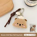 Süßer brauner Plüschbär-Schlüsselanhänger mit Kochmütze, perfekt für Taschen-Deko - 3# Brauner Chef-Bär Glocke Schlüsselband