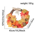 Fall maple leaf wreath with rustic burlap bow and red berries for Thanksgiving door decoration - Lotus Pod Wreath Style (C1-9)