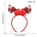 Festive Christmas headband with red satin bow and cute Santa Claus spring figures - Santa Gift Bag Bow Headband