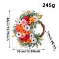 Couronne de roses artificielles colorées 40x33cm pour décoration de mariage et maison - Couronne de fleurs en soie (H1-6)
