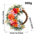 Belle couronne de roses et marguerites artificielles pour la décoration de porte. - Couronne orange (H3-46)