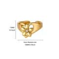 Stainless steel heart flower open ring showing 13mm height and 18mm inner diameter - Hollow Heart Flower Style (G128666)