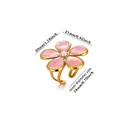 Detailed measurement view of pink enamel flower stainless steel open ring with pearl center - Marble Texture Flower Pink Enamel Style (G62310130)