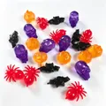 Halloween-themed reusable plastic ice cubes in skull pumpkin spider and bat shapes - Halloween Red Spider Style / Set of 24