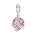 Eleganter rosa Kirschblüten-Charm mit Schmetterling für DIY-Armbänder aus Silber - Rosa Kirschblüten Anhänger (1178)