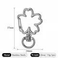 Professional flower-shaped stainless steel swivel snap hook keychain, 37mm silver finish - Smooth Polished Flower / Steel