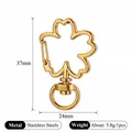 Gold flower-shaped stainless steel lobster clasp for DIY keychains - Smooth Polished Flower / Gold