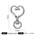 Heart-shaped stainless steel swivel lobster clasp for DIY keychains and bag accessories - Smooth Polished Heart / Steel