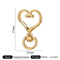 Heart-shaped gold swivel lobster clasp hook in stainless steel for DIY accessories - Smooth Polished Heart / Gold