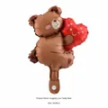 Matter Mini-Braunbär-Folienballon mit rotem Herz für die Dekoration von Geburtstagsfeiern - Mini-Süßer Bär mit Herz (6124420700047)