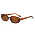 Vintage chic oval sunglasses featuring a stylish tortoiseshell frame and brown tinted lenses - Leopard Frame Tea Lens