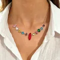 Collar de acero inoxidable con piedras de circonita de colores para un look de lujo. - Collar de Zirconia Irregular Multicolor (K-481) / Color acero