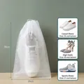 White non-woven shoe bag, 24x38cm, dustproof travel organizer for sneakers and heels. - Small (24x38cm) / White