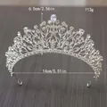 Elegante silberne Brautkrone mit Strasssteinen für Hochzeiten mit Maß- und Gewichtsangaben - 49# Silber Zweig Birnenschliff Strass Stil / Breite 14cm x Höhe 6.5cm