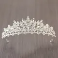 Elegante silberne Braut-Tiara mit funkelnden Strasssteinen für Hochzeiten und besondere Anlässe - 45# Silber Dicht Eingelegter Symmetrischer Strass Stil / Silber