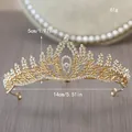 Eleganter goldener Braut-Strass-Tiara-Kronreif für Hochzeiten und Geburtstage, 14cm - 44# Krone / Gold