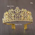 Goldenes Braut-Tiara-Krönchen mit Strass für Hochzeiten oder Geburtstage, 12 cm - 42# Krone / Gold