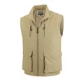 Men's khaki multi-pocket fishing vest for outdoor activities with breathable mesh lining - M / Tops / Khaki