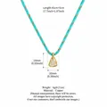 Minimalistische türkisfarbene Kordelkette mit dreieckigem Zirkonanhänger in Gold - Blau