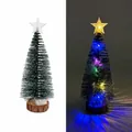 Mini weihnachtsbaum grün beschneit mit bunten LED lichtern und holzsockel dekoration - Bunter Lichtstil / 22cm / Grün mit Schnee