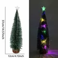 37cm Mini Verschneiter Weihnachtsbaum mit LED Lichtern und Stern für Tischdeko - Bunter Lichtstil / 37cm / Grün mit Schnee