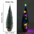 37cm Mini Snow-Dusted Christmas Tree Ornament with LED Lights and Star Tree Topper - Colored Light Style / 37cm / Green with Snow